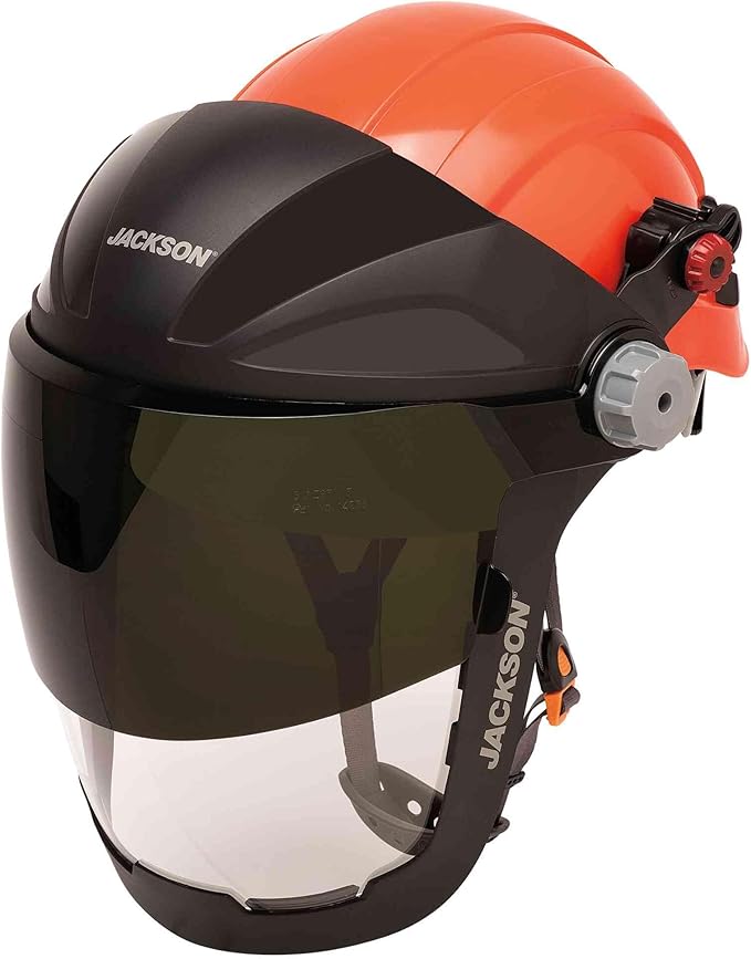 Jackson Safety QUAD 500 Face Shield - Anti-Fog Window with Chin Guard - ANSI Z87.1 & OSHA - (Multiple Styles & Headgears)