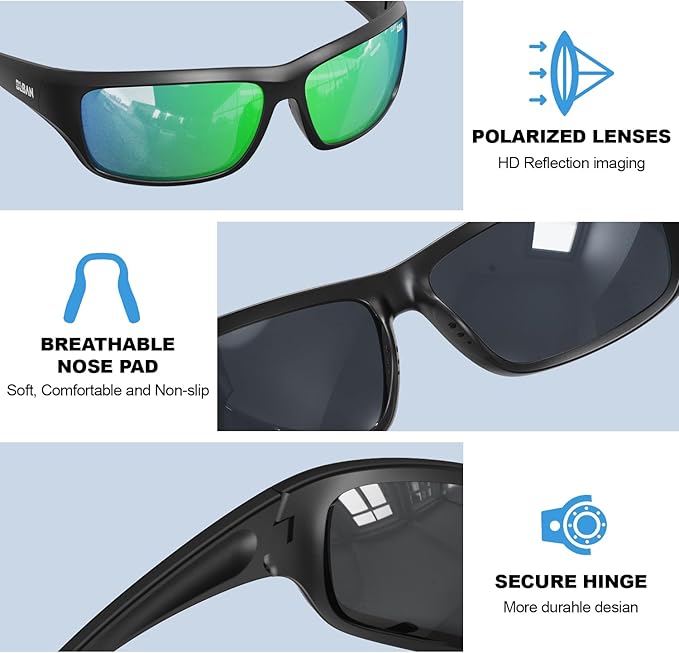 Polarized Sports Sunglasses for Men Women, Ideal for Fishing Running Driving Wrap Around Sunglasses, UV400 Protection