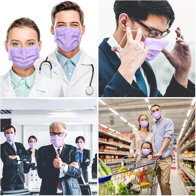 Disposable Face Mask 4-Ply for Adult, Soft Face Masks, Breathable Safety Mask…