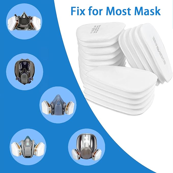 50 Pcs Respirator Mask Filters, 5N11CN Mask Filter Cotton for Dust Masks 6000 6001 6200 6800 7501 7502 FF402, Paint Masks Respirator, Particulate Filter Set, Dust Filter for Painting, Fine Dust