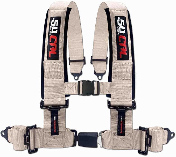Silver 4 Point Harness for Bucket Seat, Push Button Release, 10 Color Options, Racing Harness, Race Car, Off Road Vehicle, UTV, RZR (1 Unit) [6033]