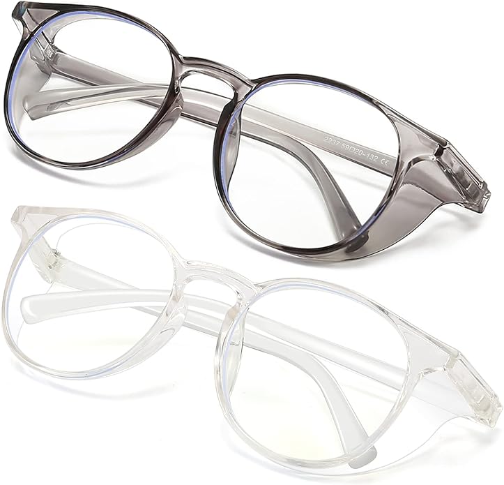 Outray 2 Pairs Anti Fog Safety Goggles Protective Glasses Blue Light Blocking Eyeglasses for Men Women