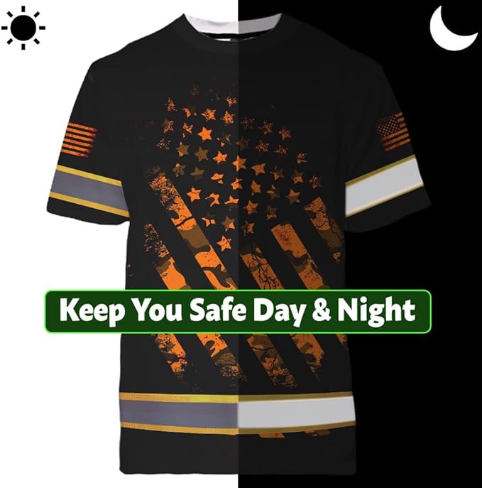 Maddly High Visibility US Flag Collection Safety Workwear Custom Name for Workers, Runners, Truckers, Patriotic