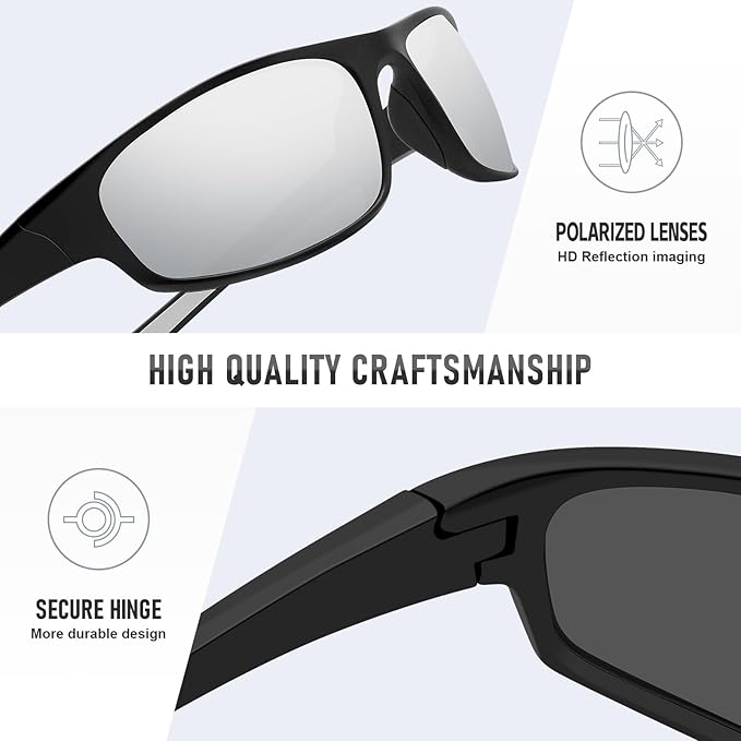 Sports Polarized Sunglasses for Men Women Wrap Around Sun Glasses Fishing Cycling Driving Running UV Protection