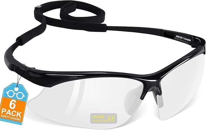 OXG 6 Pack Anti Fog Safety Glasses for Men Women, ANSI Z87.1 Protective Eyewear Impact Resistant Eye Protection for Work