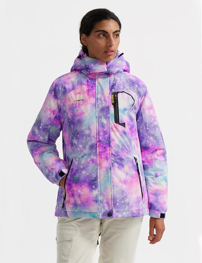 GEMYSE Women's Ski Snow Jacket Warm Winter Waterproof Coat Snowboard Rain Jacket Hooded Windproof Windbreaker