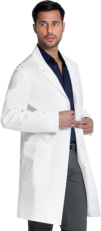 Cherokee White Lab Coat for Men or Women with 3 Pockets and Center back length 38" CK460