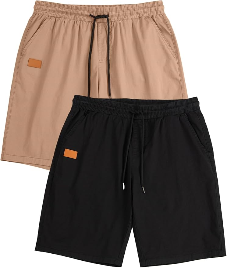 JMIERR Mens Casual Shorts - Cotton Drawstring Summer Beach Stretch Twill Chino Golf Shorts