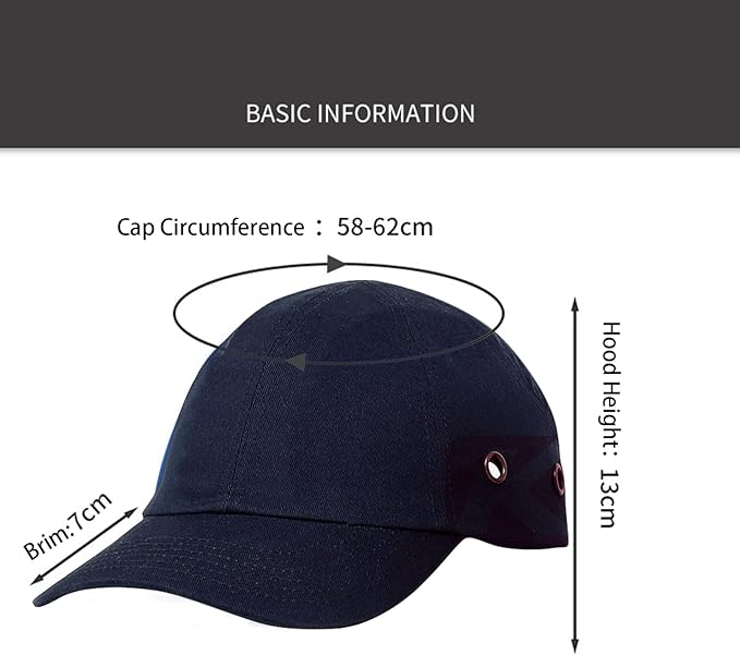 Safety Bump Cap Baseball Hat Style Lightweight Head Protection Cap Breathable Hard Hat for Men Women