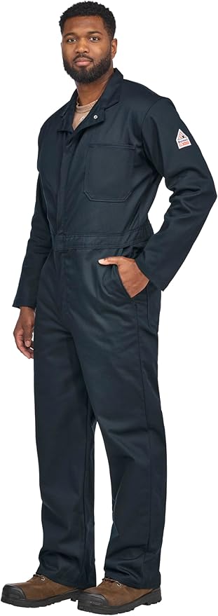 Bulwark FR mens Flame Resistant 9 Oz Twill Cotton Classic Coverall With Hemmed Sleeves