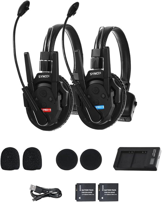 SYNCO XTALK XPro2 X2 Wireless Intercom Headset System 2.4 GHz Full Duplex 1640feet/500 Meter Communication System for Live Show Stage Performance Movie Shoot