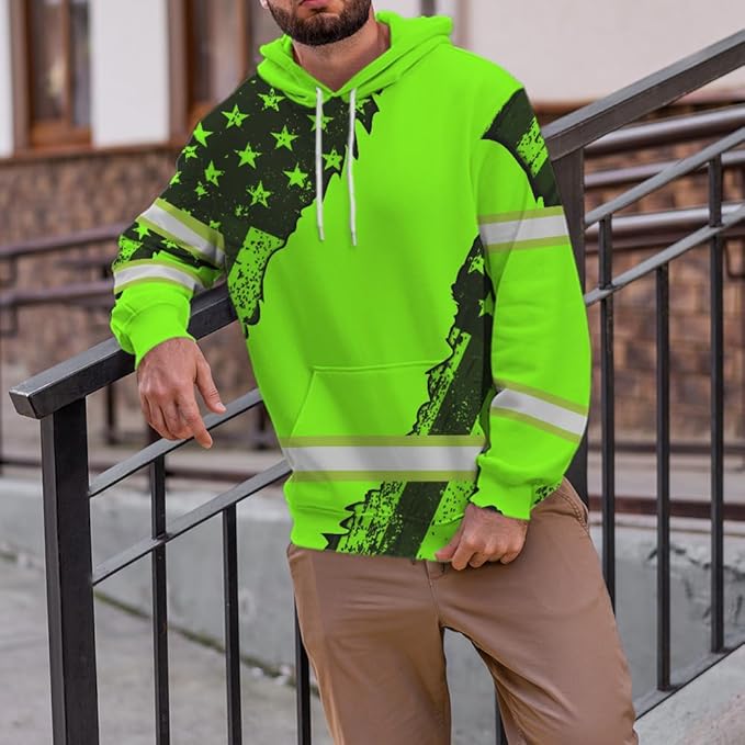 Maddly High Visibility US Flag Collection Safety Workwear Custom Name for Workers, Runners, Truckers, Patriotic