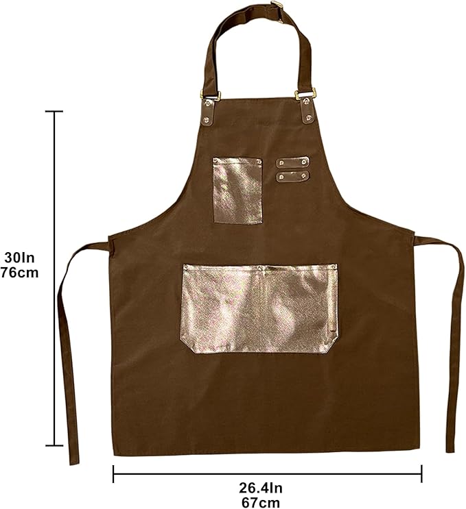 Barista Waitress Chef Cooking Aprons Waterproof Canvas Hair Stylists Apron with 3 Pockets for Women
