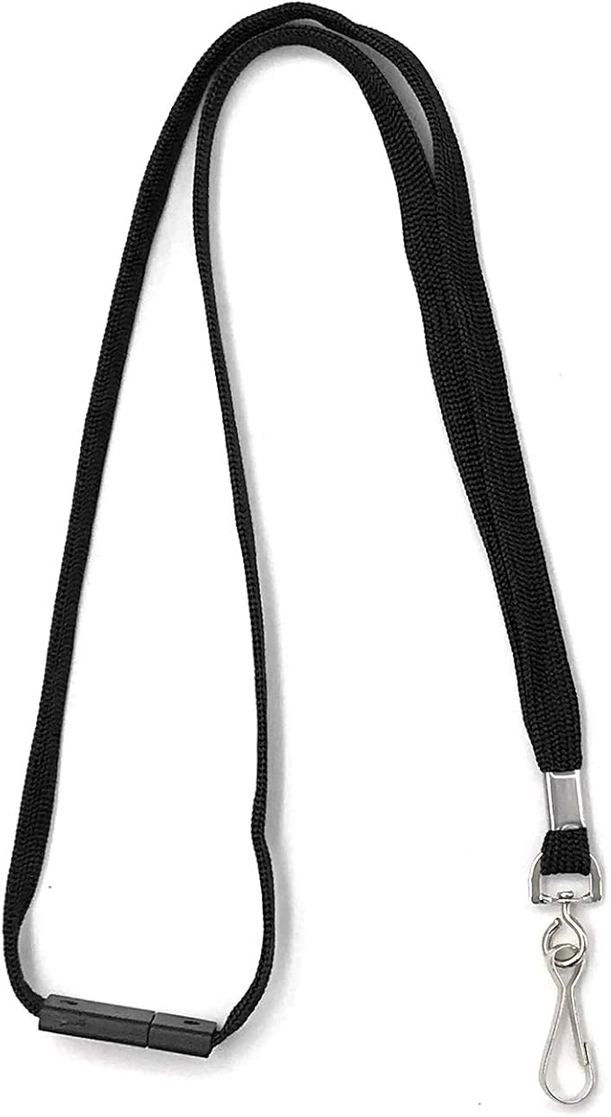 Safety Lanyards Premium Breakaway Black Lanyard Comfortable Neck Straps Lanyards Swivel J Hook for ID Badges 50 Pack