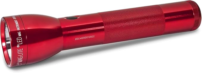 Maglite ML300L LED 2-Cell D Flashlight, Adjustable Focus, Long Battery Life, Water-Resistant, Tactical and Emergency Use – Red