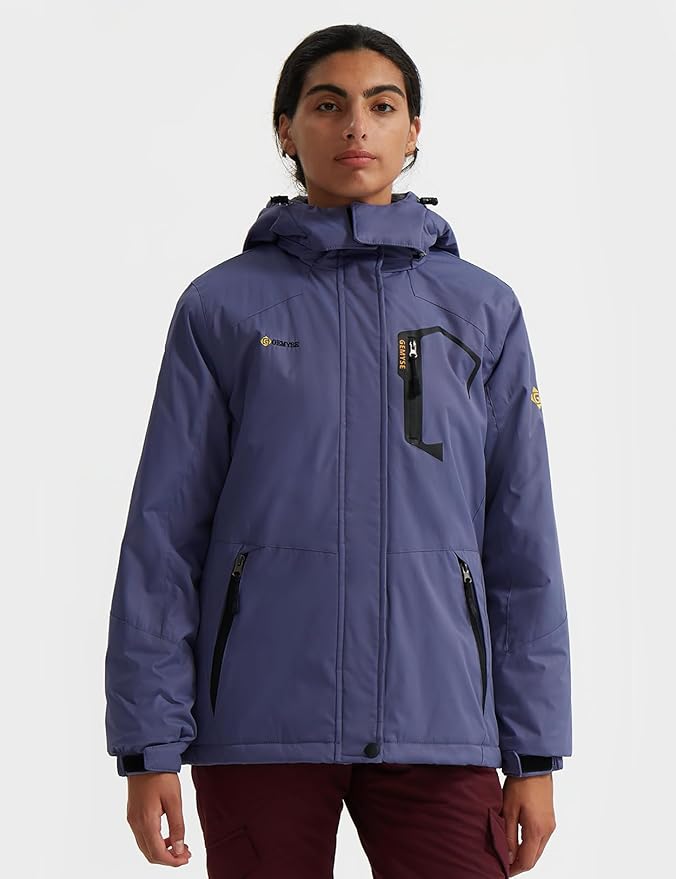GEMYSE Women's Ski Snow Jacket Warm Winter Waterproof Coat Snowboard Rain Jacket Hooded Windproof Windbreaker