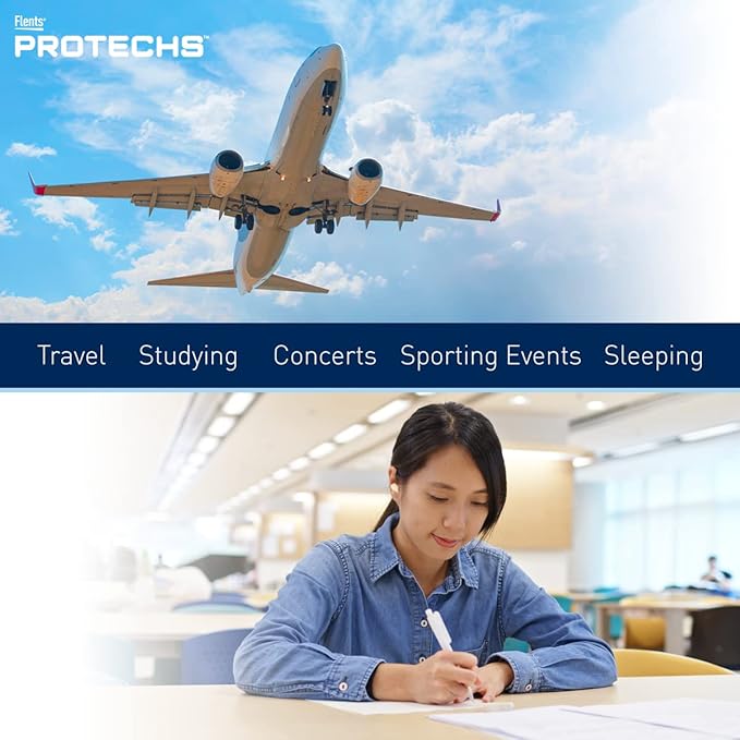 Flents Protechs Foam Ear Plugs for Sleeping, Snoring, Traveling, Concerts, Construction & Studying, Ultra Soft & Comfortable, Black, 10 Pairs, NRR 32 Hearing Protection for Loud Noise