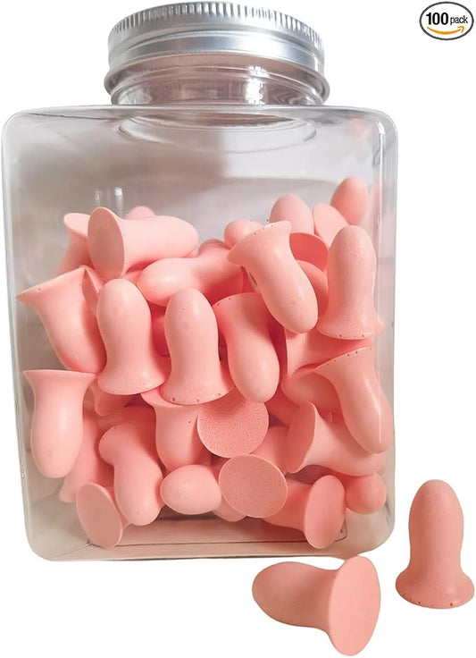 Soft Foam Earplugs 50 Pair,32dB Highest NRR for Noise Reduction,Safety Hearing Protection Ear Plugs Contoured for Comfort Slow Rebound,Tapón para el oído,Slim Waist (Pink, Small)
