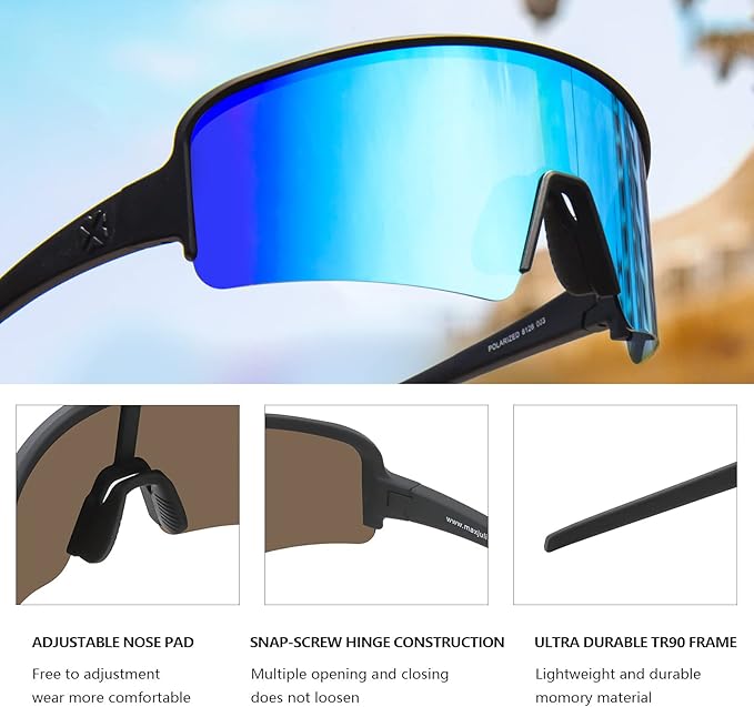 MAXJULI Polarized Sunglasses for Men Women, Windproof Outdoor Sports Cycling Running UV400 Protection Sun Glasses 8121