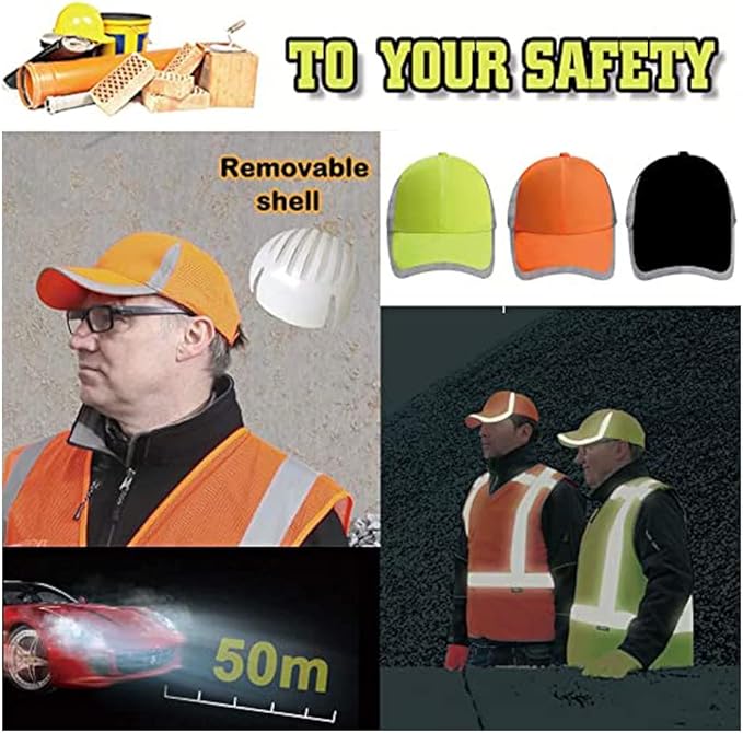 Customizable Safety Bump Cap Baseball Cap Style Hard Hats for Men&Women Lightweight Safety Hat with Reflective Stripes,Round
