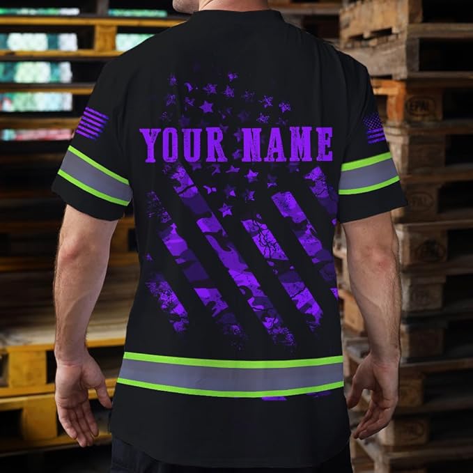 Maddly High Visibility US Flag Collection Safety Workwear Custom Name for Workers, Runners, Truckers, Patriotic