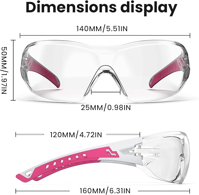 Safety Glasses with Clear Wraparound Lenses and Vented Frame