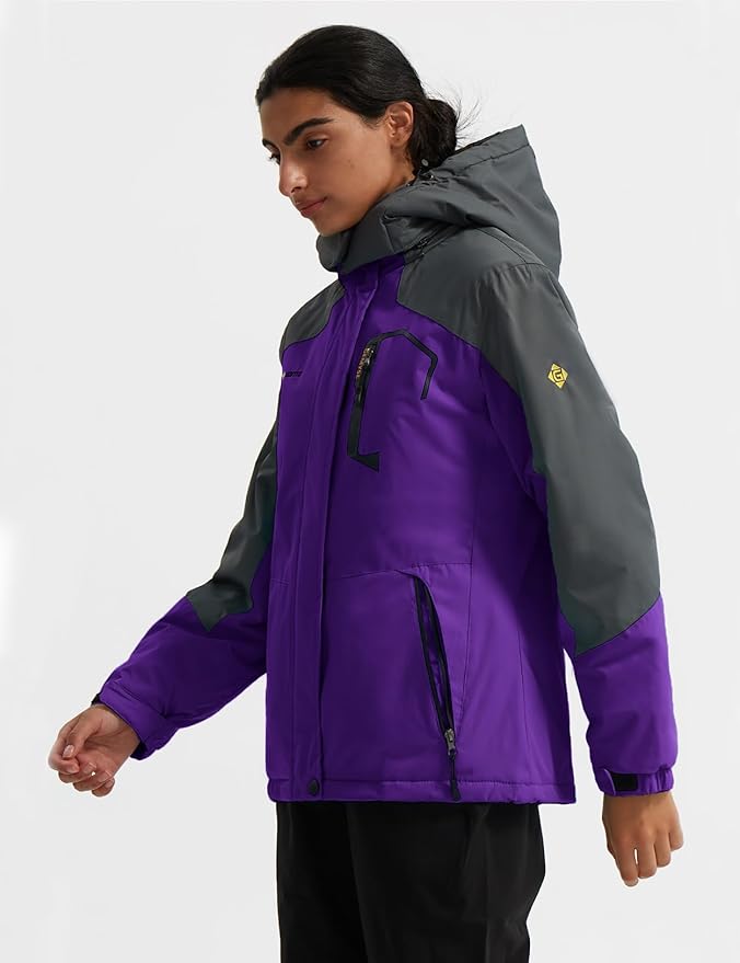 GEMYSE Women's Ski Snow Jacket Warm Winter Waterproof Coat Snowboard Rain Jacket Hooded Windproof Windbreaker