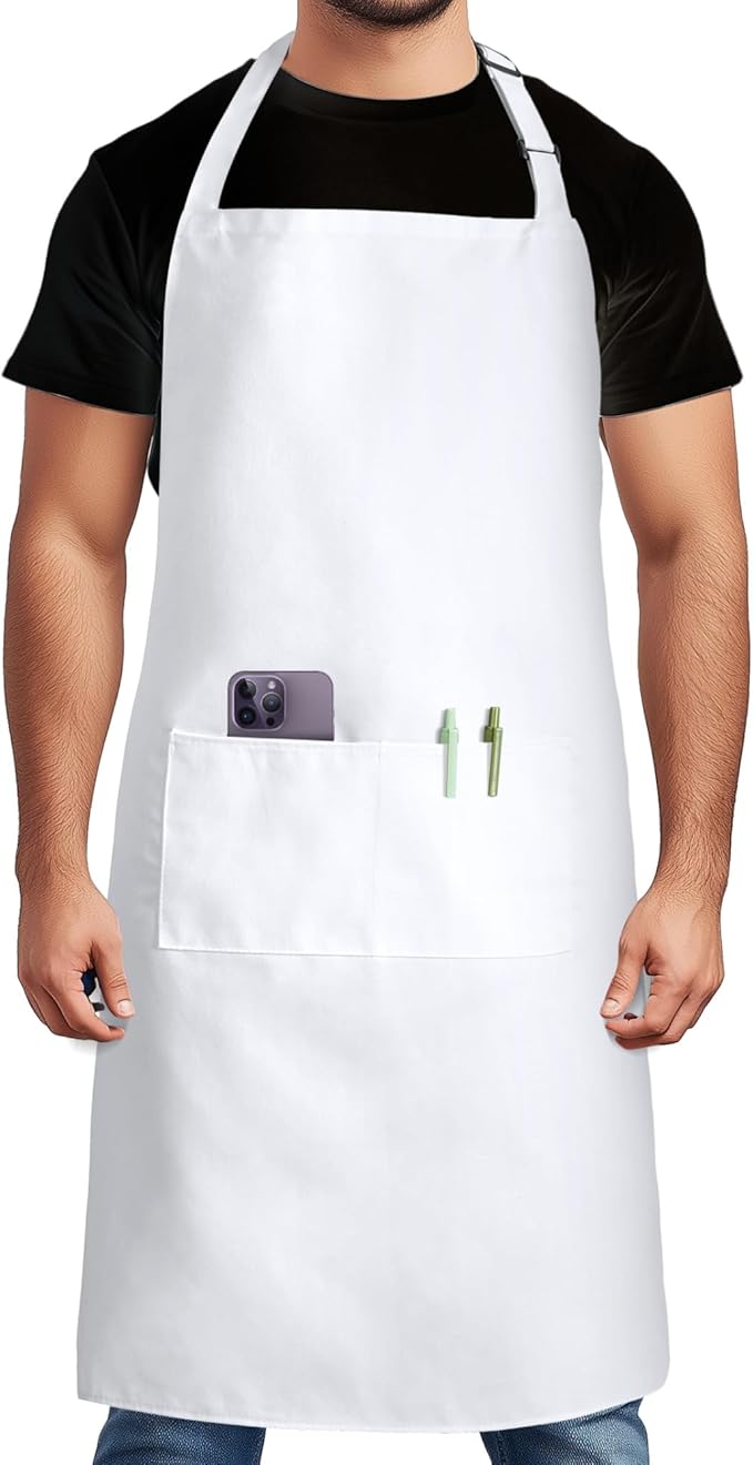 Syntus Chef Apron for Men Women Kitchen Cooking Apron with Pockets, Adjustable Bib Aprons Stain Resistant, 1 Pack