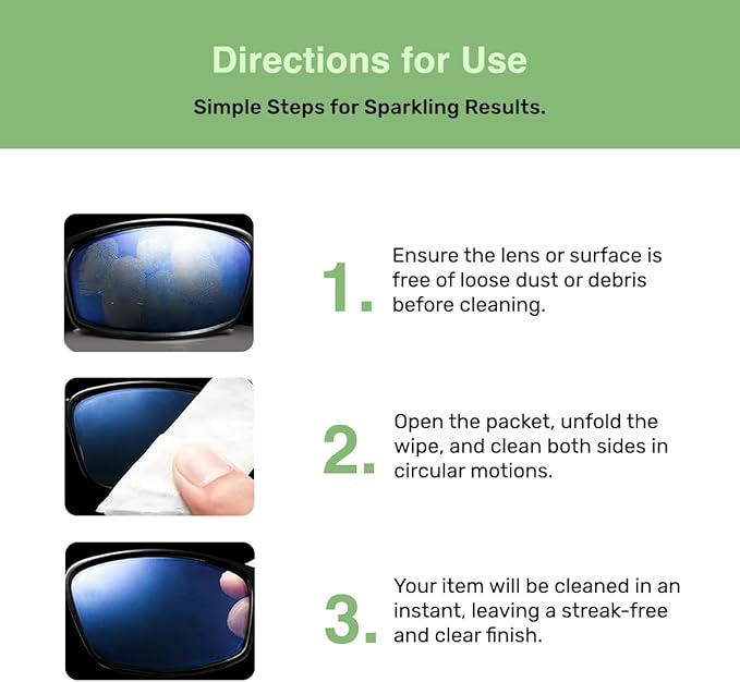 Optix Lens Cleaning Wipes - 200 Pre-Moistened, Individually Wrapped Wipes for Eyeglasses, Camera Lenses, Tablets, Phones, Computer Screens, and Other Surfaces