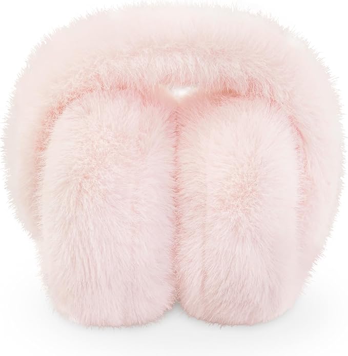 Winter Ear Muffs for Women Girls Faux Fur Cute White Earmuffs Fluffy Ear Warmers Foldable Ear Covers Outdoor