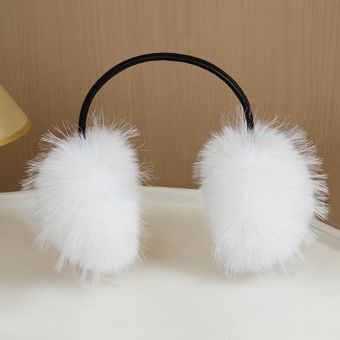 Women's Faux Fur Ear Muffs For Winter Women - Warm Faux Fur Fuzzy Ear Muffs Windproof Cold Weather Ear Warmers