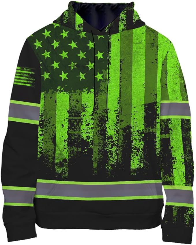 Maddly High Visibility US Flag Collection Safety Workwear Custom Name for Workers, Runners, Truckers, Patriotic
