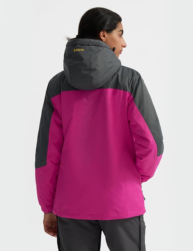 GEMYSE Women's Ski Snow Jacket Warm Winter Waterproof Coat Snowboard Rain Jacket Hooded Windproof Windbreaker
