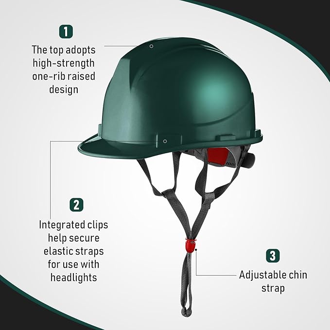 Leumoi 10 Pcs Suspension Hard Hat, Construction Hard Hat for Safety, Ratchet Cap Style with Self Adjusting Crown Straps for Man Woman