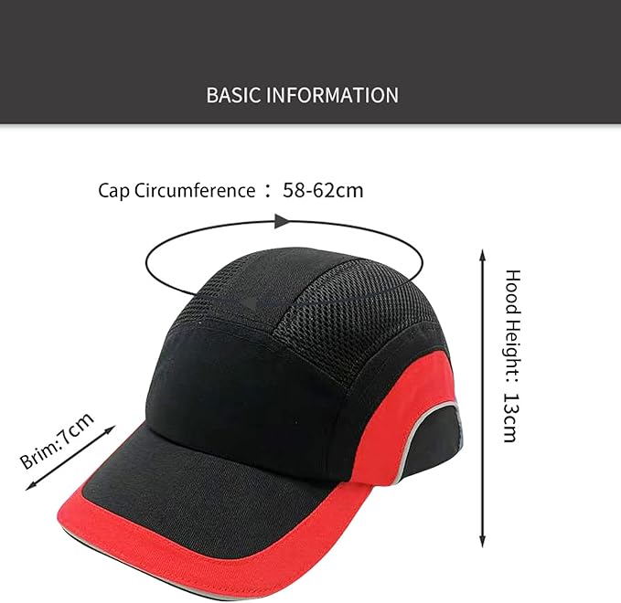 Lightweight Hard Hat Safety Bump Cap Safety Hard Hat Head Protection Cap Breathable Baseball Hat Style Comfortable Head Protection Hat for Work