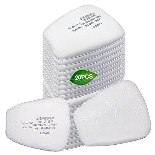 5N11 Cotton Filter Particulate Filter Compatible with Part for 6502/6200/7502/6800 Particle Cotton Filter，Used in Spray Paint Dust Particles, White (20PCS)