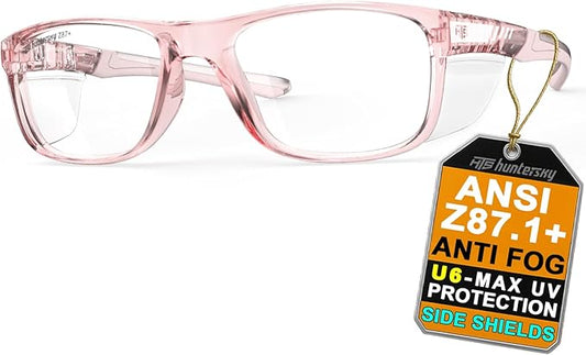 HTS TR90NZZ Safety Glasses Small Size with Side Shields ANSI Z87 Optical Eyeglass prescription Frame Scratch Fog Resistant