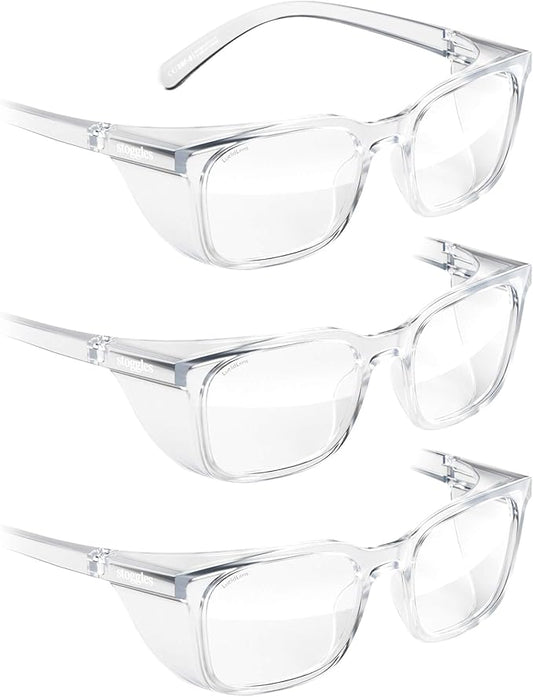 Stoggles Rectangle Z87.1 Certified Safety Glasses, Blue-Light, UV Blocking Lens, Top & Side Shield, Anti-Fog, Stylish Eyewear