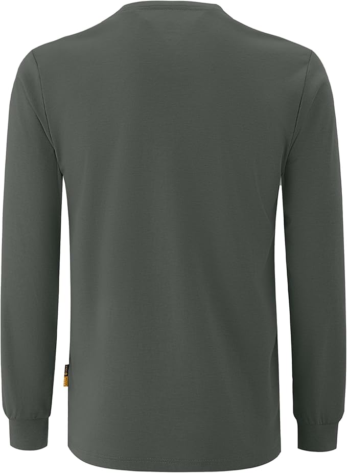 WORKWEYA Men's FR Shirts 6.5oz Lightweight Long Sleeve Flame Resistant T-Shirt NFPA 2112/CAT2
