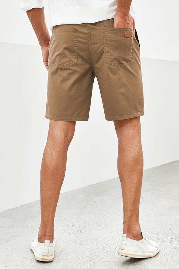 JMIERR Mens Casual Shorts - Cotton Drawstring Summer Beach Stretch Twill Chino Golf Shorts