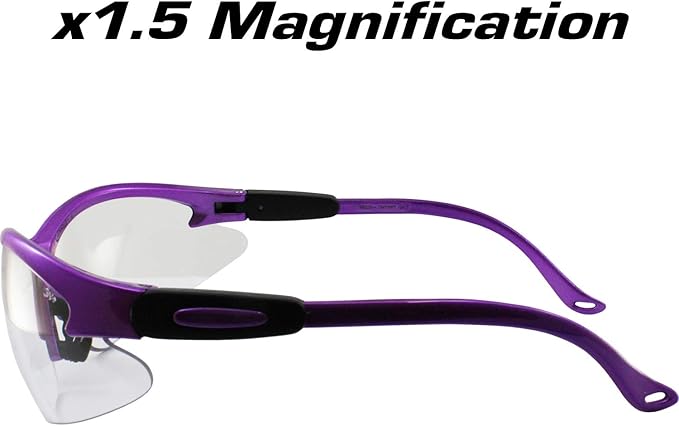 Birdz Eyewear Flamingo Women's Work Safety Glasses Bifocals Readers Purple Frame + 1.5 Magnification Clear Lenses
