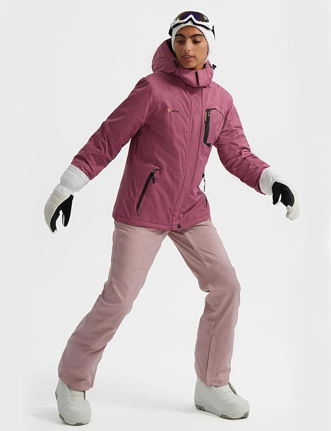 GEMYSE Women's Ski Snow Jacket Warm Winter Waterproof Coat Snowboard Rain Jacket Hooded Windproof Windbreaker