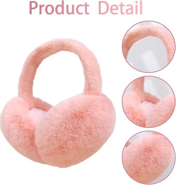 Ear Muffs for Winter Women Men, Adjustable Faux Fur Earmuffs, Fluffy Ear Warmers, Foldable Ear Warmer Earmuffs