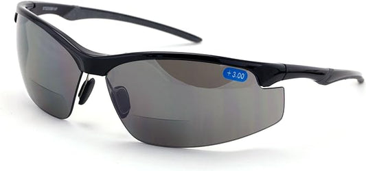V.W.E. Bifocal High Performance Protective Safety Glasses Light Mirror Tint Bifocal - Sun Reader - Sunglasses Ansi Z87.1 (Black, 0.0)