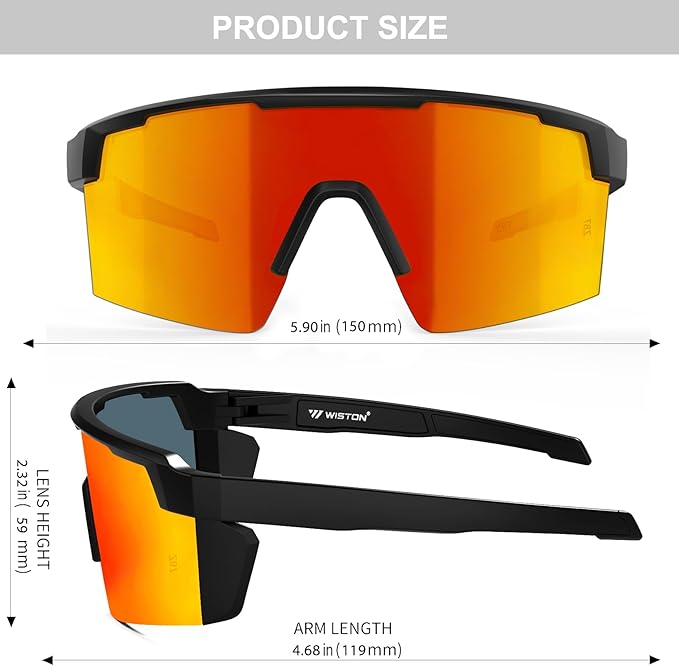 WISTON XL Z87 Sunglasses for Big Wide Heads Men Women,TR90 Ultralight UV400 Protection Sun Glasses Z8224