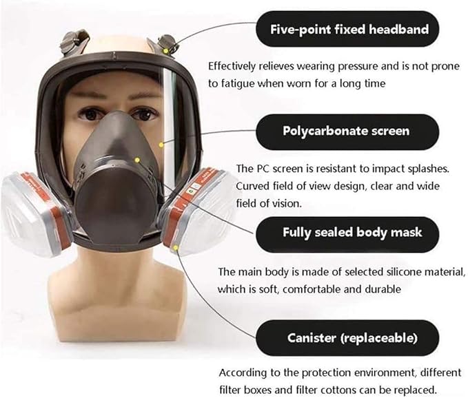 No/Brand 15in1 Full Face Respirator Reusable,Full Face Wide Field of View,Widely Used in Organic Gas,Paint spary, Chemical,Woodworking(for 6800 Respirator)