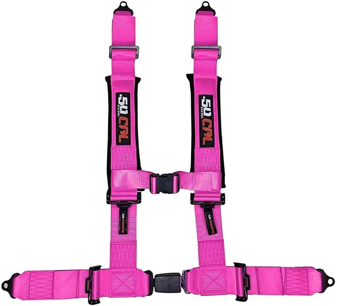 Pink 4 Point Harness for Bucket Seat, Push Button Release, 10 Color Options, Racing Harness, Race Car, Off Road Vehicle, UTV, RZR (1 Unit) [6044]