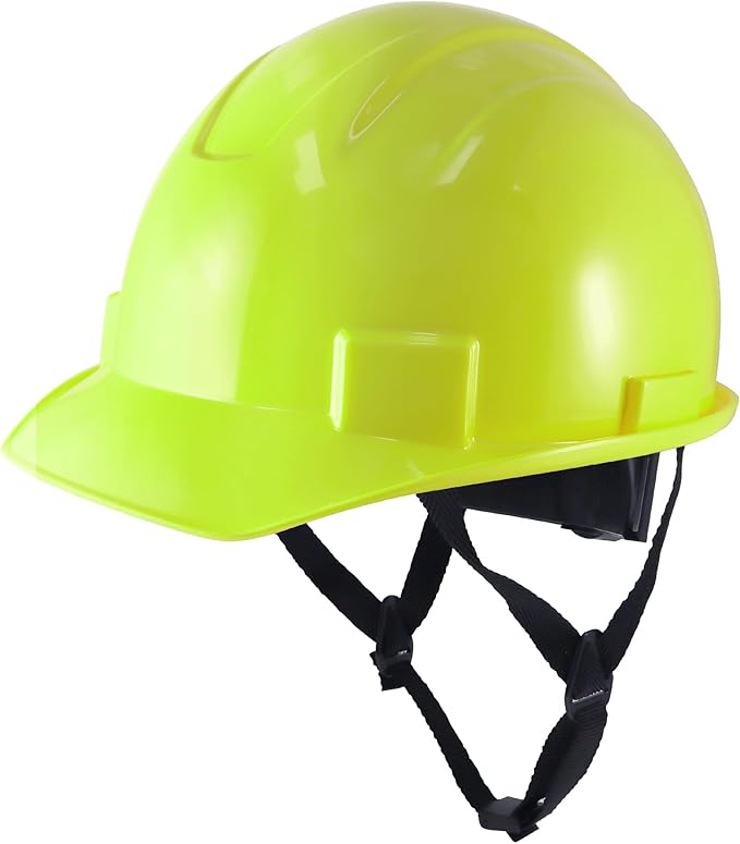 GE Cap Style Hard Hat, 4-Point Ratchet Suspension, Earmuff Slots, High Impact Resistant, Sweat-Wicking Sweatband, Meets ANSI Z89.1-2014, Comfortable, and Protective - Hi-Vis Lime, Non-Vented