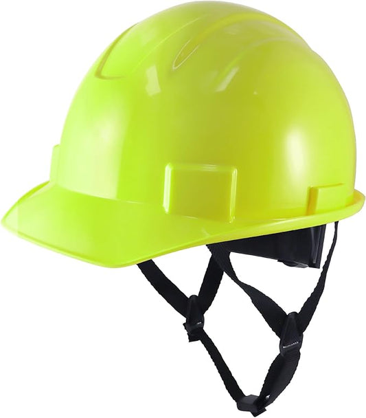 GE Cap Style Hard Hat, 4-Point Ratchet Suspension, Earmuff Slots, High Impact Resistant, Sweat-Wicking Sweatband, Meets ANSI Z89.1-2014, Comfortable, and Protective - Hi-Vis Lime, Non-Vented