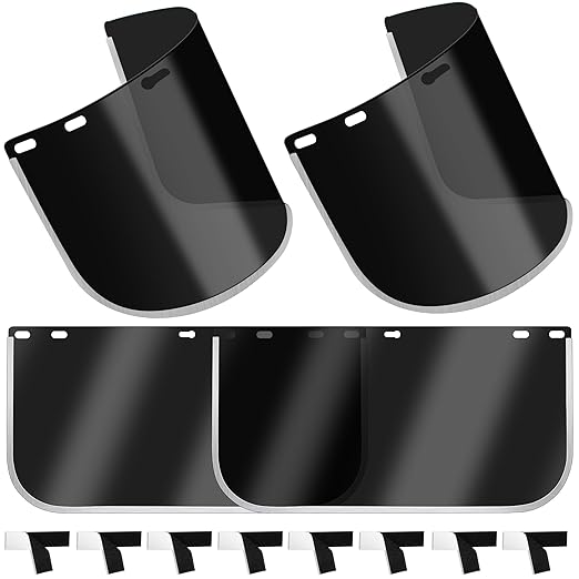 4 Pcs Face Shield Replacement Lens, 15.47" x 7.87" for Full-face Coverage Protective Safety Visor Replacement for Grinding, Welding, DIY, Cosplay Helmet